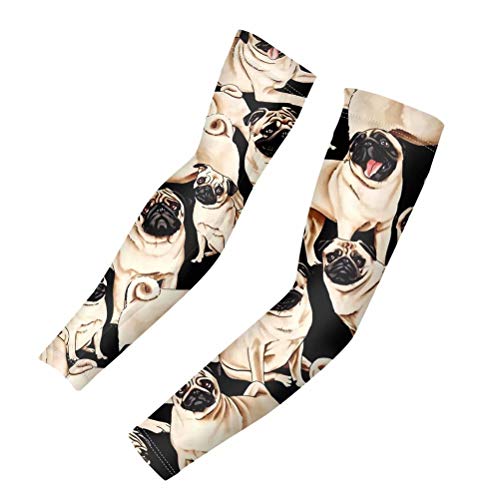 GIFTPUZZ Funny Pug Dogs Arm Cover Shields UV Protective Sports Sleeves for Arms Women Men Youth Cooling Arm Covers Anti Skid Cooling Compression Sleeves Summer Outdoor Cycling Golf Fishing x-Large