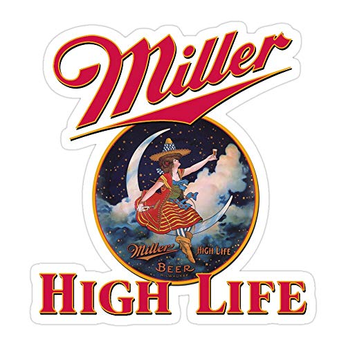 VMSTYLES (3 Pcs/Pack) Miller High Life Lady On The Moon Design 3×4 Inch Die-Cut Stickers Decals for Laptop Window Car Bumper Helmet Water Bottle