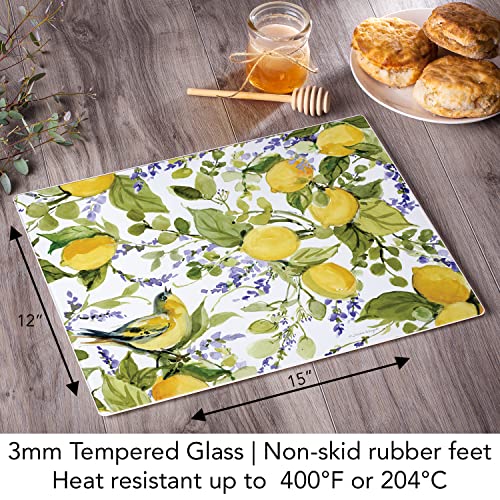CounterArt Watercolor Lemons 3mm Heat Tolerant Tempered Glass Cutting Board 15” x 12” Manufactured in the USA Dishwasher Safe | The Storepaperoomates Retail Market - Fast Affordable Shopping