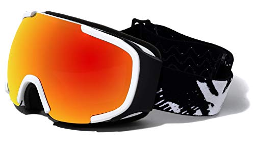 Sunglasses Luxe Ignite Snow Goggles for Winter Skiing Snowboard with Protective case and Microfiber Bag. One Size fits All. (Red/White)