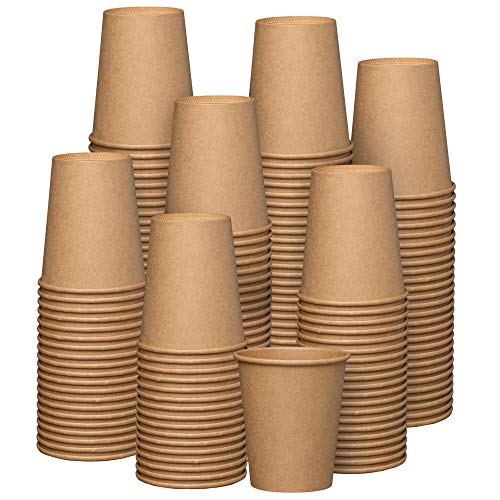[300 Pack] 8 oz. Kraft Paper Hot Coffee Cups – Unbleached