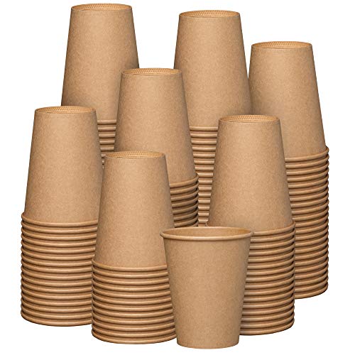 Comfy Package [300 Pack] 12 oz. Kraft Paper Hot Coffee Cups – Unbleached