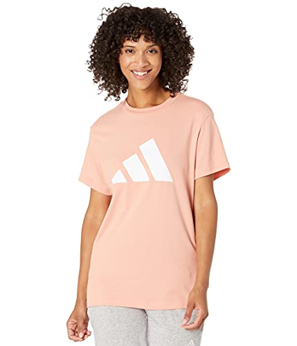 adidas Women’s Sportswear Three Bar T-Shirt, Ambient Blush, Small