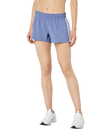 adidas Women’s Pacer 3-Stripes Woven Shorts, Orbit Violet/White, Large