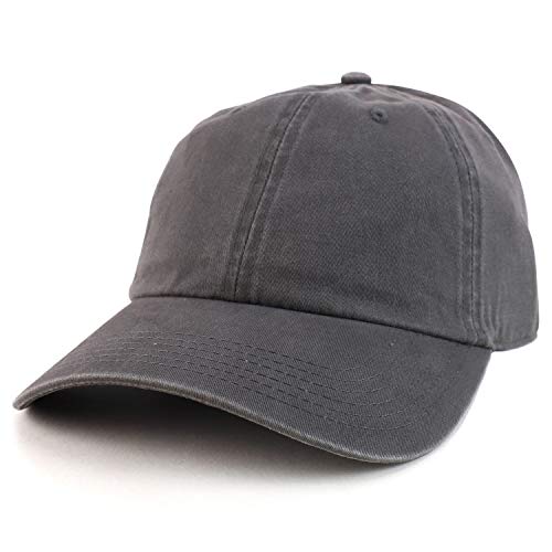 Armycrew Oversized XXL Soft Crown Washed Cotton Twill Dad Baseball Hat – Charcoal – 2XL
