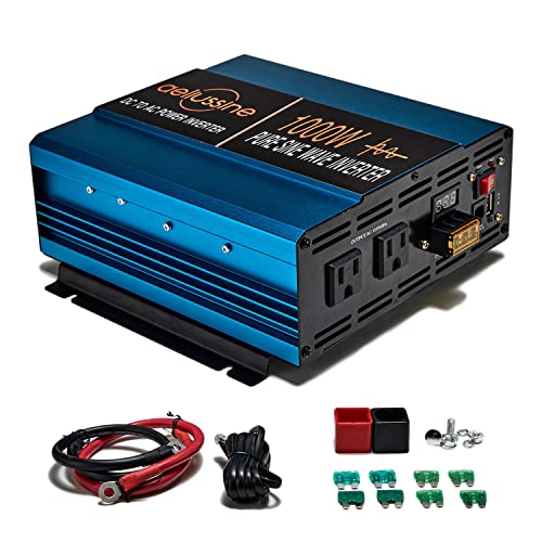 aeliussine 1000 Watt Pure Sine Wave Power Inverter, 24V DC to 110V AC with LED Display – Ideal for RVs, Trucks, Home and Off-Grid Use.