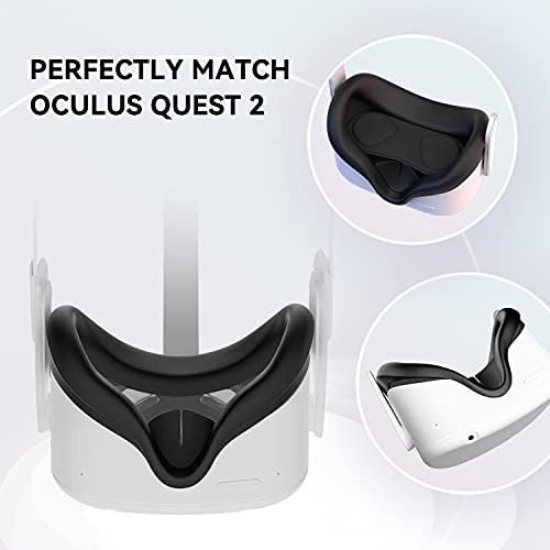 CNBEYOUNG VR Face Cover and Lens Cover Compatible with Quest 2, Sweatproof Silicone Face Pad Mask & Face Cushion for Quest 2 VR Headset, Washable Lightproof Anti-Leakage (Black) | The Storepaperoomates Retail Market - Fast Affordable Shopping