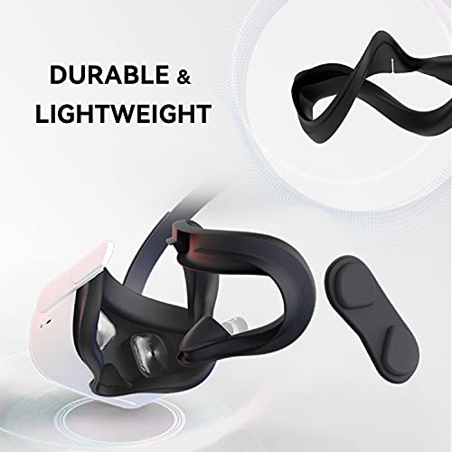 CNBEYOUNG VR Face Cover and Lens Cover Compatible with Quest 2, Sweatproof Silicone Face Pad Mask & Face Cushion for Quest 2 VR Headset, Washable Lightproof Anti-Leakage (Black) | The Storepaperoomates Retail Market - Fast Affordable Shopping