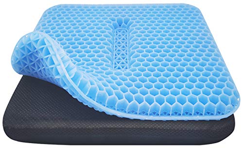 Cushion Lab Patented Gel Seat Cushion, Cooling seat Cushion Thick Big Breathable Honeycomb Design, Double Layer Egg Gel Cushion for Pain Relief, Seat Cushion for The Car,Office,Wheelchair