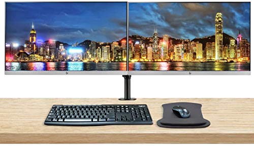 HP EliteDisplay E243 24in 1920×1080 (1FH47A8) FHD IPS LED-Backlit LCD 2-Pack Monitor Bundle with HDMI, VGA, DisplayPort, MK270 Wireless Keyboard and Mouse, Gel Mouse Pad, Desk Mount Dual Monitor Stand