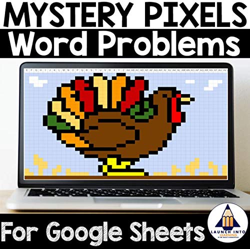 Mystery Pixels- Thanksgiving Multiplication Word Problem Activity Google Sheets™ for 3rd and 4th Grade