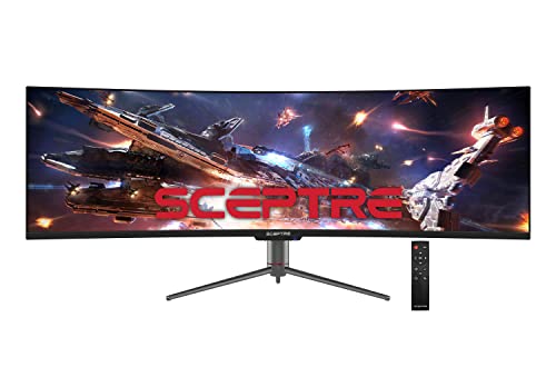 Sceptre Curved 49 inch (5120×1440) Dual QHD 32:9 Gaming Monitor up to 120Hz DisplayPort HDMI Build-in Speakers, Gunmetal Black 2021 (C505B-QSN168)
