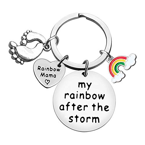 New Mom Jewelry Gifts Mom to Be Gift Keychain Inspirational Jewelry Rainbow Jewelry Pregnancy Announcement Baby Announcement Gifts My Rainbow After The Storm,Encouragement Gift