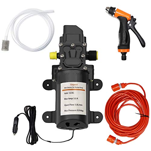Gioyonil Electric Pressure Washer Pump, 12V 100W Portable High Pressure Power Intelligent Mini Car Water Pump Kit for Auto RV Home Garden Pet Shower