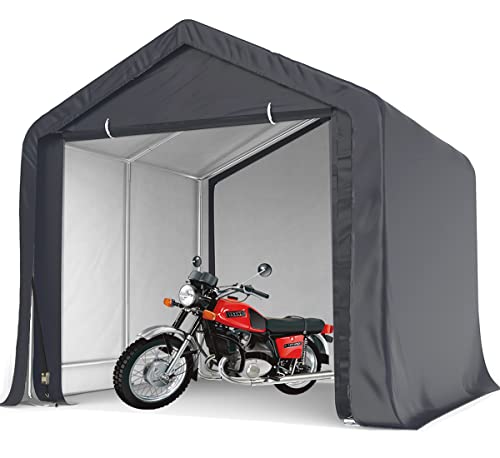Quictent 8×8 ft Outdoor Storage Shed Portable Garage Shelter Storage Shelter Outdoor Shed for Patio Furniture, Lawn Mower, and Bike Storage-Dark Gray