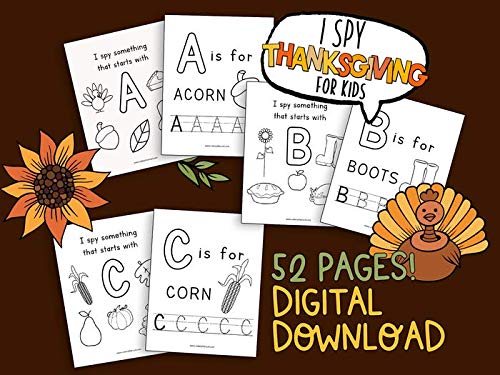 I Spy Thanksgiving For Kids Phonemic Awareness Printable Designed By A Certified Speech-Language Pathologist For Preschool And Toddlers Reading Readiness, Early Literacy, And Beginning Readers