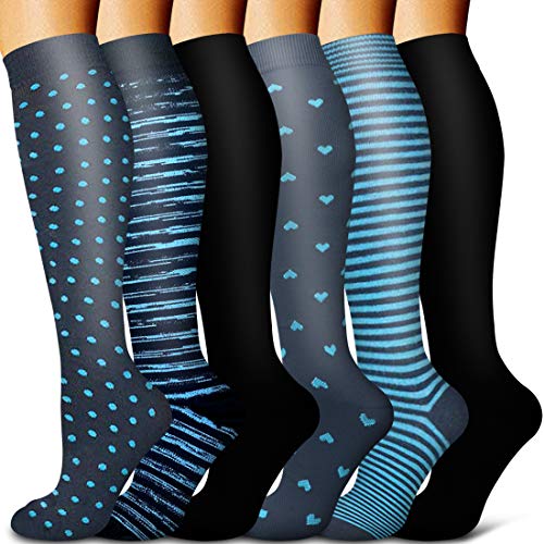 BLUEENJOY Copper Compression Socks for Women & Men (6 pairs) – Best Support for Nurses, Running, Hiking, Recovery