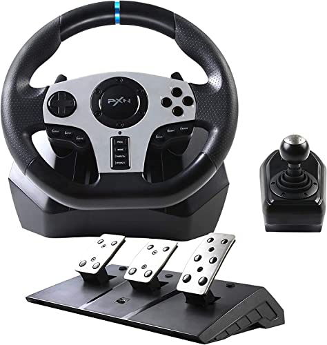 PXN Game Racing Wheel, V9 270°/900° Adjustable Racing Steering Wheel, With Clutch and Shifter, Support Vibration and Headset Function, Suitable For PC, PS3, PS4, Xbox One, Nintendo Switch.