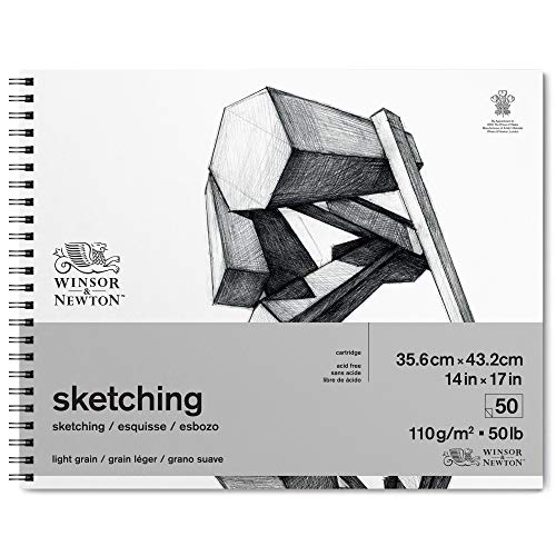 Winsor & Newton Classic Sketching Paper Pad, 14″ x 17″, 50 Sheets, 110gsm, Extra White