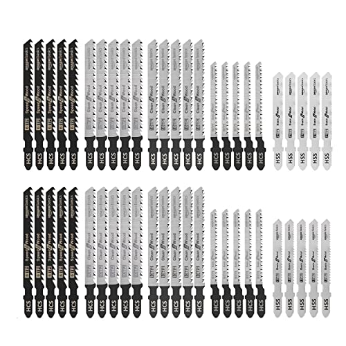 Amazon Basics Assorted T-Shank Jigsaw Blades Set, 50-Pieces