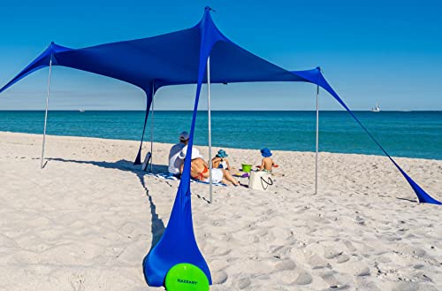 KAZZARY Pop Up Beach Shade Canopy Sun Shelter Beach Tent UPF50+ Portable Lightweight Outdoor Tent for The Beach, 7ft Tall Stability Poles, Ground Pegs, Easy Setup with Flying Disc and Sand Shovel