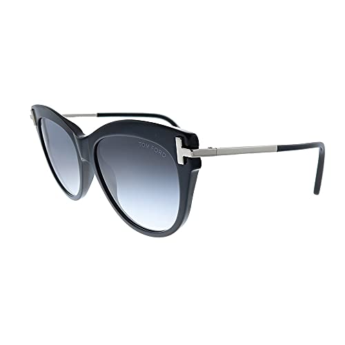 Tom Ford Kira TF 821 01B Shiny Black Plastic Cat-Eye Sunglasses Grey Lens