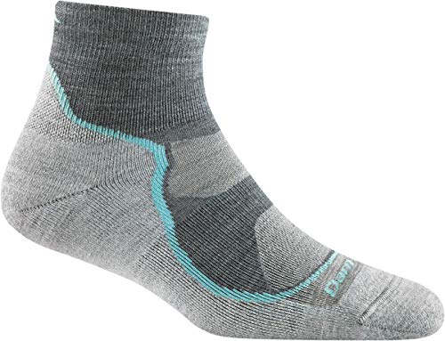 Darn Tough Women’s Light Hiker 1/4 Lightweight with Cushion – Medium Slate Merino Wool Socks for Hiking