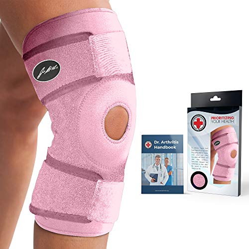Doctor Developed Premium Copper Lined Knee Support Brace and Doctor Written Handbook – Guaranteed Relief & Support for Knee Injuries and Other Knee Conditions (Pink)