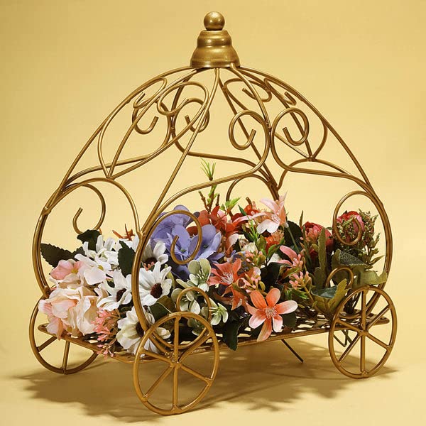 TABLECLOTHSFACTORY 11″ Gold Cinderella Pumpkin Carriage Centerpiece, Decorative Princess Carriage