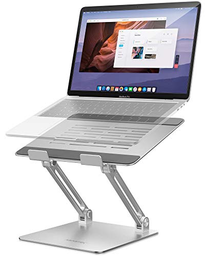 AboveTEK Laptop Stand, Adjustable Laptop Riser, Aluminum Computer Stand for Laptop up to 17.3 Inches, Portable Laptop Holder Compatible with MacBook Pro, HP, Ergonomic Desktop for Office, Home, Silver