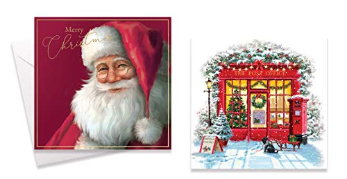 Christmas Cards – 10 Square Boxed – Trad Santa/Scene