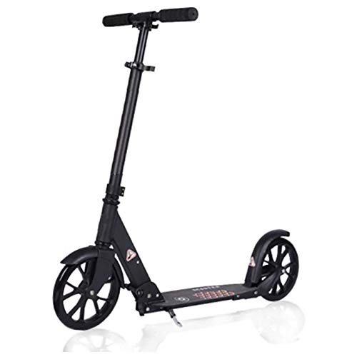 Scooter Big Wheel Kick for Adult Teens, Aluminium Alloy Commuter Adjustable Foldable, Big Wheels and Rear Fender Brake, Non Electric, 220 Lbs Capacity
