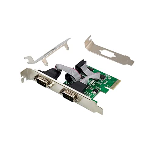 X-MEDIA XM-PEX-2S PCI-E 2-Port Dual DB9 Serial / RS232 Port PCI Express (PCIe x1) Adapter Card – WCH382L Chipset – 16C550/16C552/16C554 and 16C750 UART