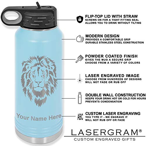 LaserGram 32oz Double Wall Flip Top Water Bottle With Straw, Karate Woman, Personalized Engraving Included (Light Blue) | The Storepaperoomates Retail Market - Fast Affordable Shopping
