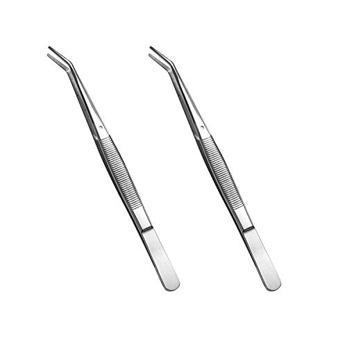 Stainless Steel Tweezers, with Curved Serrated Tip Multipurpose Tweezers Sewing Machine Tweezers Forceps for Craft Repairing,6 inch (2 PCS)