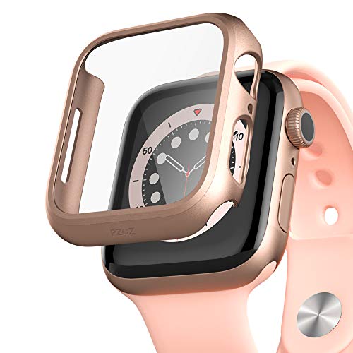 pzoz Compatible for Apple Watch Series SE2 /6/5 /4 /SE 40mm Case with Screen Protector Accessories Slim Guard Thin Bumper Full Coverage Matte Hard Cover Defense Edge for iWatch Women Men GPS (Gold)