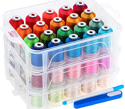 New brothread 60 Brother Colors 500m Each Embroidery Machine Thread with Clear Plastic Storage Box for Embroidery Sewing Machine