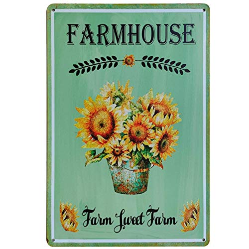 TISOSO Yellow Sunflower Vintage Metal Tin Sign Farmhouse Kitchen Wall Country Home Decor Coffee Bar Signs Gifts Garden Decoration 8X12Inch
