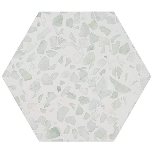 Fusion Hex Green Terrazzo 3 in. x 6 in. Terrazzo Matte Porcelain Tile Sample