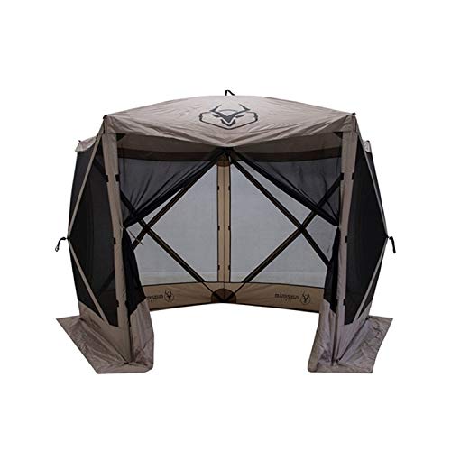 Gazelle Tents™, G5 5-Sided Portable Gazebo, Easy Pop-Up Hub Screen Tent, Waterproof, UV Resistant, 4-Person & Table, Desert Sand, 85″ x 115″ x 106″, GG501DS