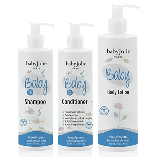 Baby Jolie Baby Bath Set | 1 Baby Shampoo 7.5oz (221ml) + 1 Baby Hair Conditioner 7.5oz (221ml) + 1 Baby Lotion 11oz (325ml)