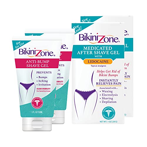 2 Pack Bundle – Two Bikini Zone Anti-Bump Shave Gel (5 oz) & Two Medicated After Shave Gel (1 oz)
