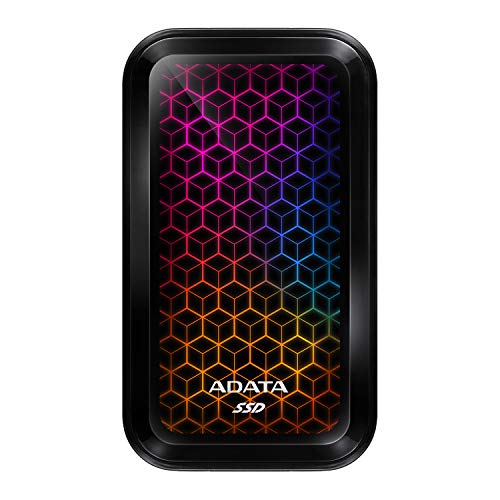 ADATA RGB SE770G 1TB USB3.2 Type-C Fast Transfer Gaming and Personal External SSD (ASE770G-1TU32G2-CBK)