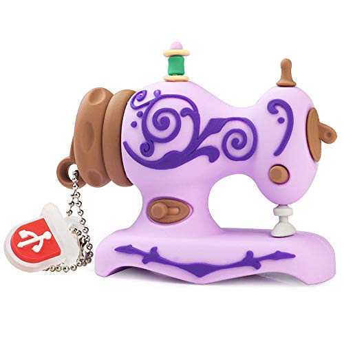 BorlterClamp 32GB USB Flash Drive Cute Cartoon Sewing Machine Model Memory Stick, Gift for Students and Children (Purple)
