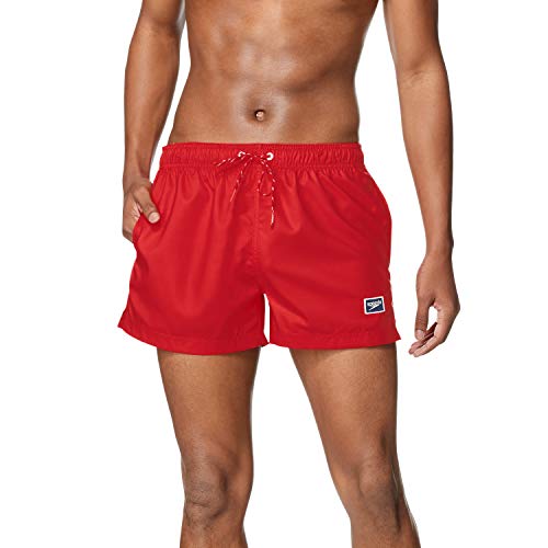 Speedo Men’s Standard Swim Trunk Short Length Redondo Solid, High Risk Red, Large