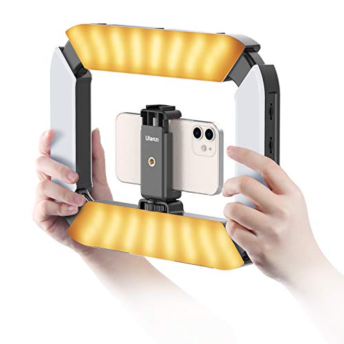 Smartphone Video Rig ULANZI U200 Camera Video Rig Phone Video Stabilizer LED Ring Light Selfie Light for Smartphone, Camera, Gopro, YouTube,Vlogging, Filmmaking, Makeup