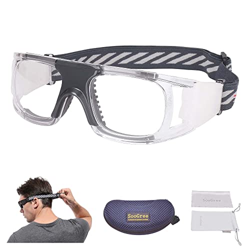 SooGree Basketball Soccer Football Sports Goggles Training Glasses Protective Eyewear Goggles Anti Fog Lens for Men Adults Safety Glasses (Gray)