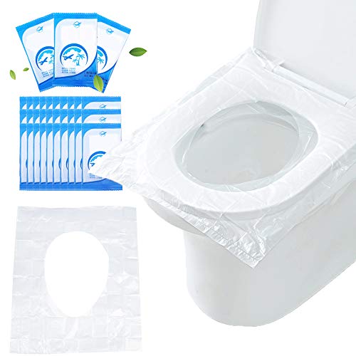 100 Pack Disposable Plastic Toilet Seat Covers,Portable Potty Seat Covers for Travel,Toilet Seat Protectors for Toddler Potty Training,Pregnant Mom,Individually Pack