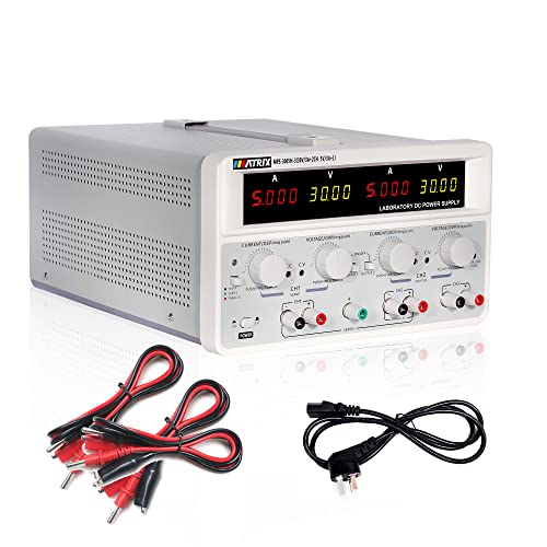 MATRIX MPS-3005H-3 Triple Linear DC Power Supply,30V 5A Adjustable Variable Low Ripple Benchtop DC Power Supply Digital Regulated Lab Grade with 4 Digits Display with Series and Parallel Mode