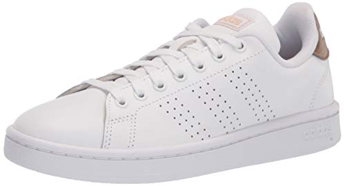 adidas Women’s Advantage Tennis Shoe, White/White/Copper Metallic, 8